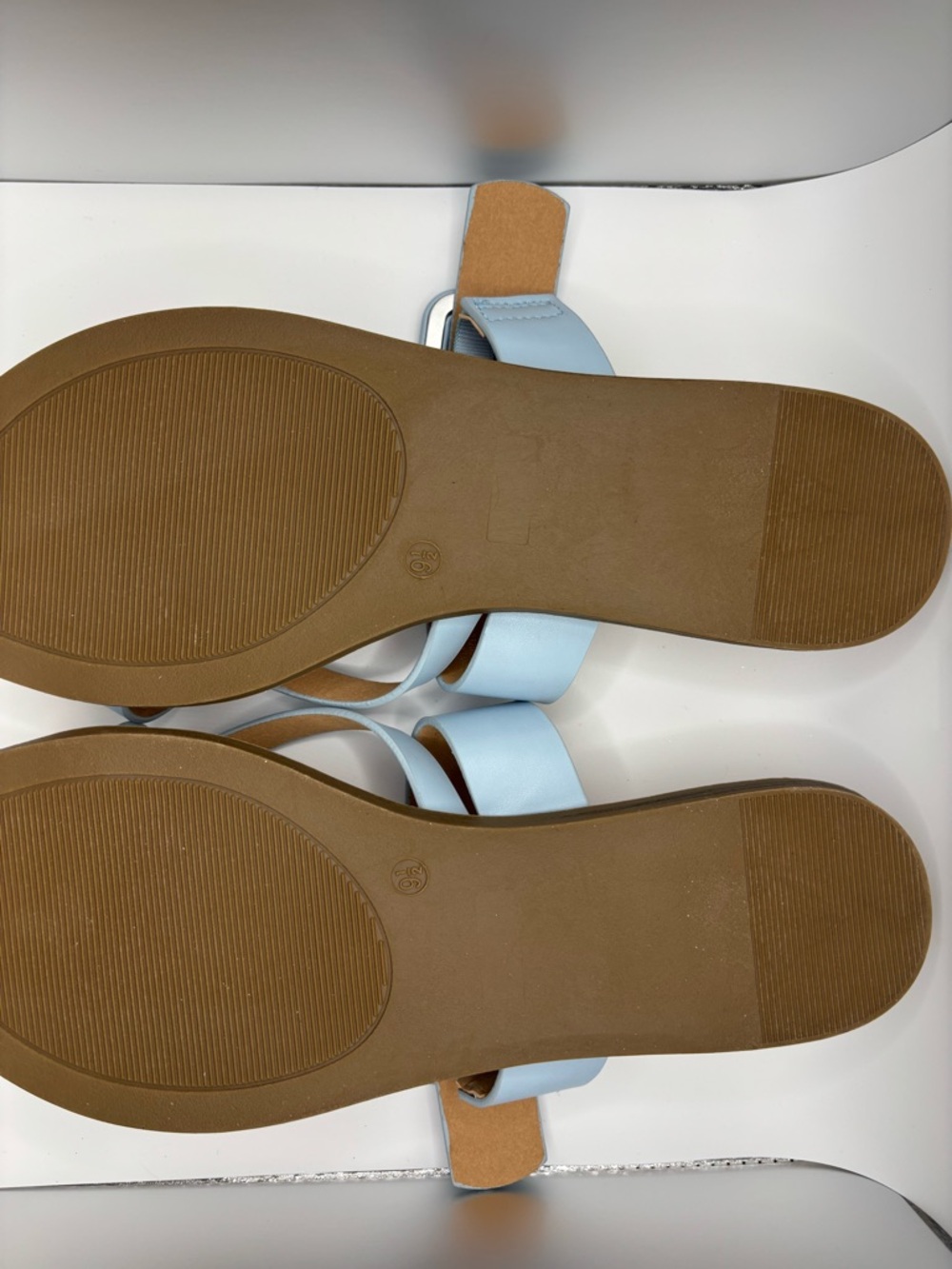 Journee Collection Sky Blue Buckle Slide Sandals - Picture 6 of 6